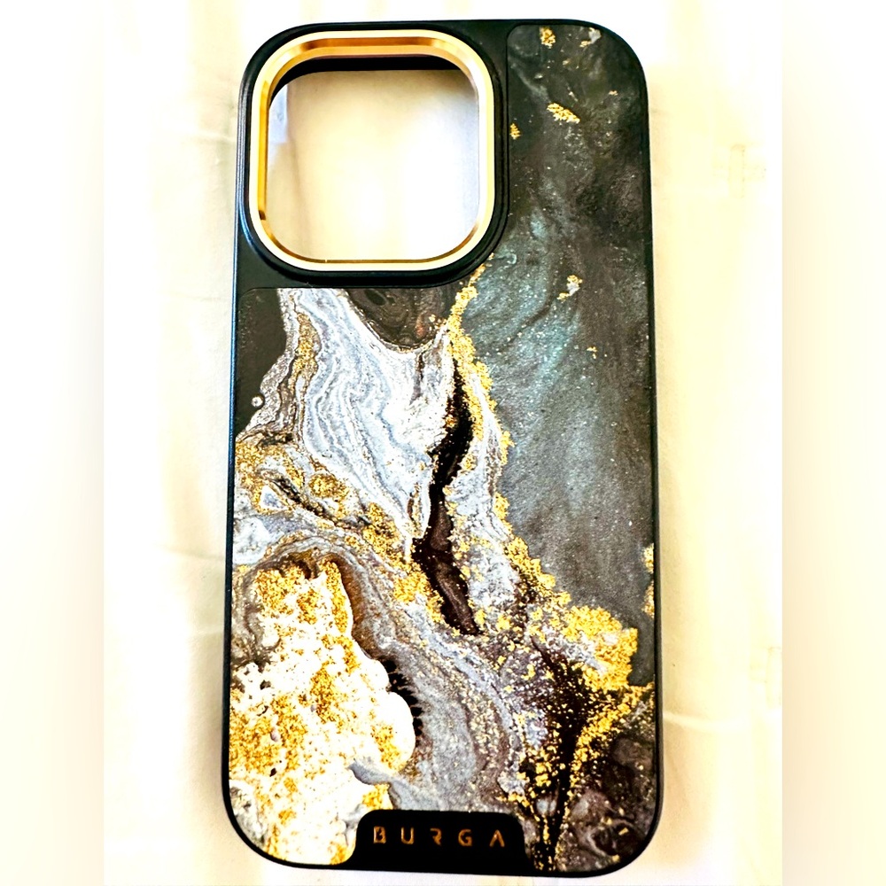 BURGA iPhone 14 Pro Elite Dark Northern Lights Green & Gold Phone Case